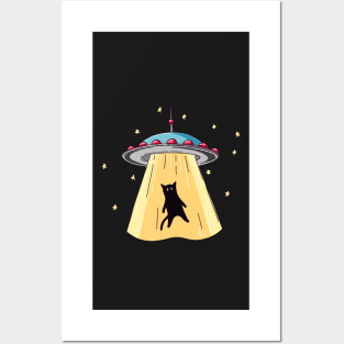 Alien UFO Cat Abduction I Want To Believe Posters and Art